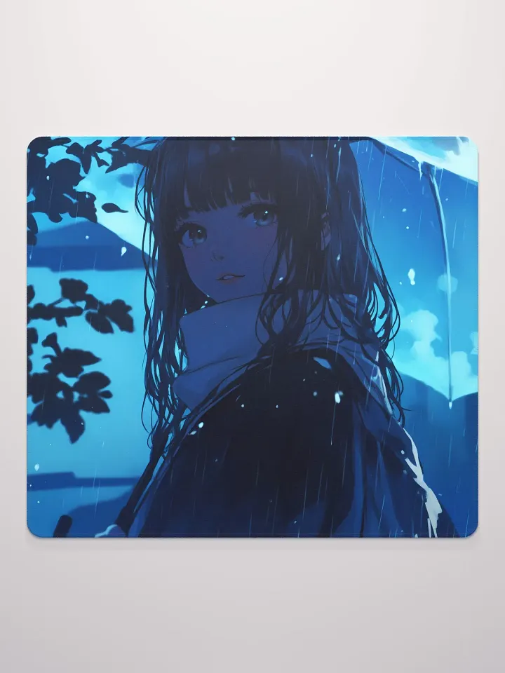 Anime Girl in the rain at night gaming mouse pad product image (2)