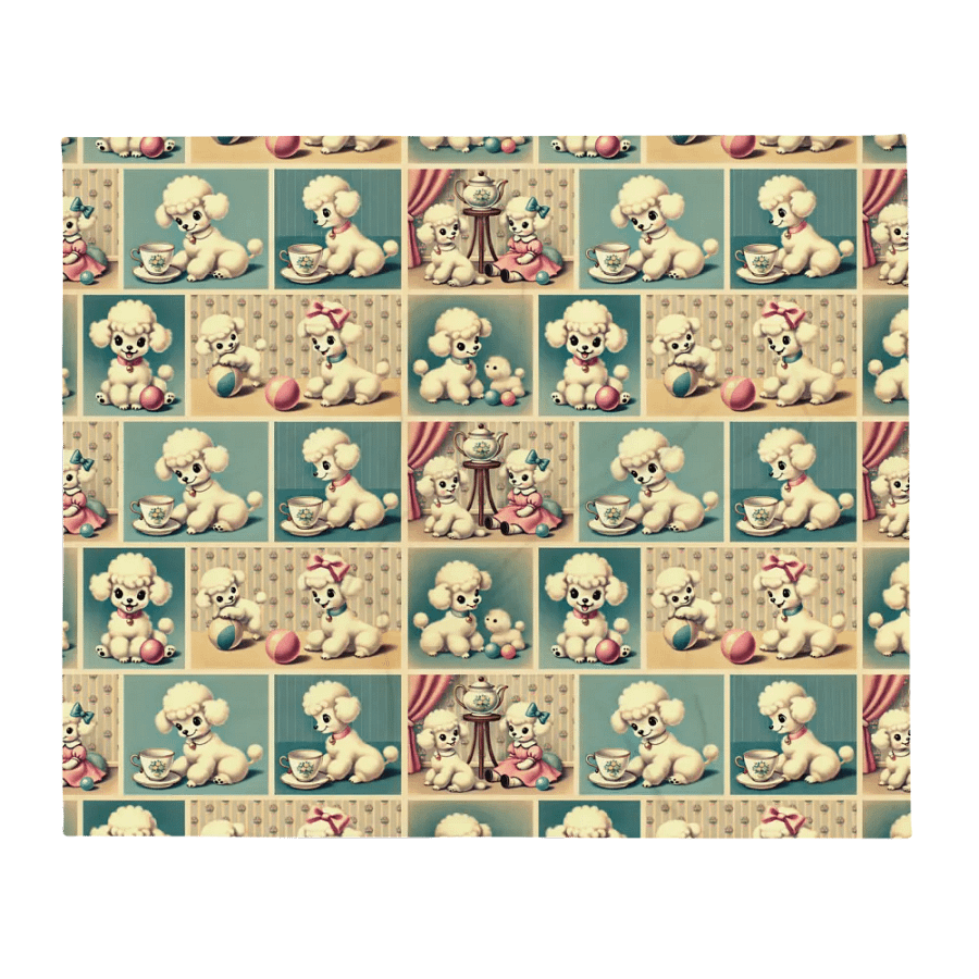 Retro Poodle Puppy Throw Blanket - Vintage-Style product image (2)