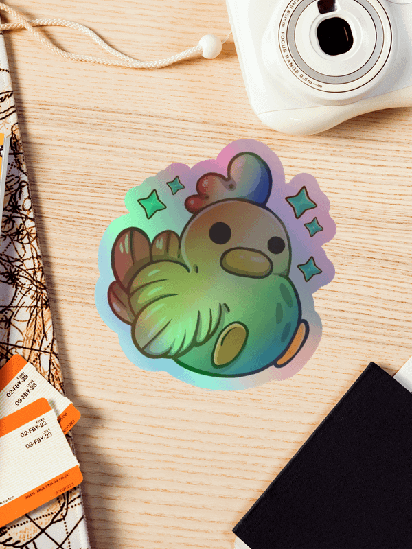Sticker Holographique Poulet shiny product image (1)