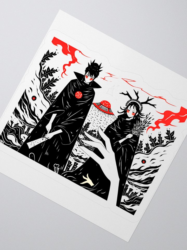 Mystical Figures in Dark Fantasy Landscape Sticker product image (4)