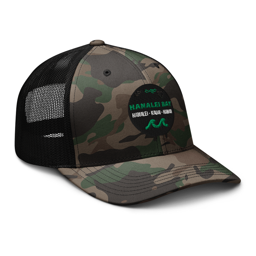 Hanalei Bay, Kauai - Green Logo Camo Trucker Hat product image (8)