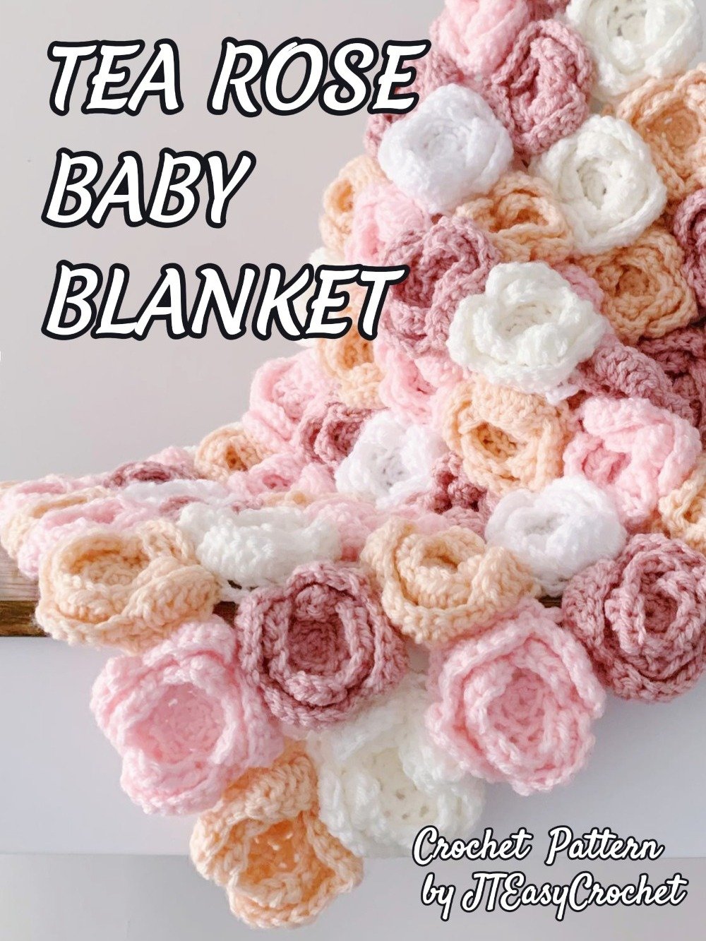 Tea Rose Baby Blanket Crochet Pattern & Video, Tea Rose Throw Blanket Home Decor Accent product image (1)