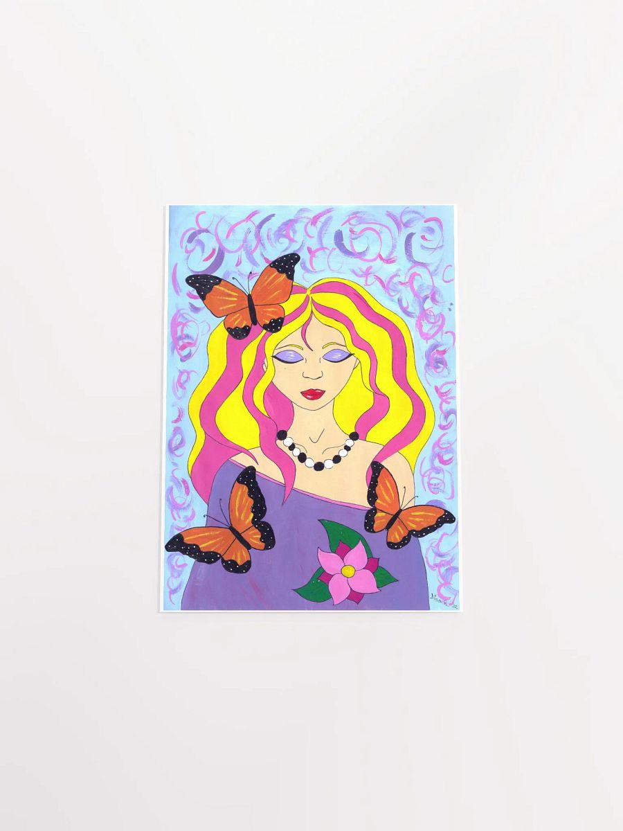 Butterfly spring woman (art by Dina R.) acrylic painting picture - Enhanced Matte Paper Poster (in) product image (4)