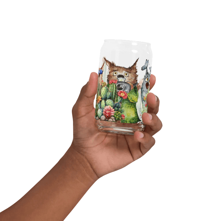 Desert Bloom: A Tale of Resilience Glass Can | 16 oz Friendship Blossoms Drinkware product image (2)