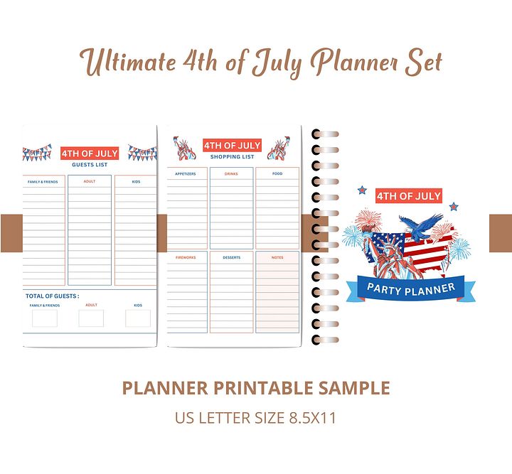 Ultimate 4th of July Planner Set | Meal, Shopping, Guest Lists & Party Planning Checklists | Printable Patriotic Organizer product image (2)