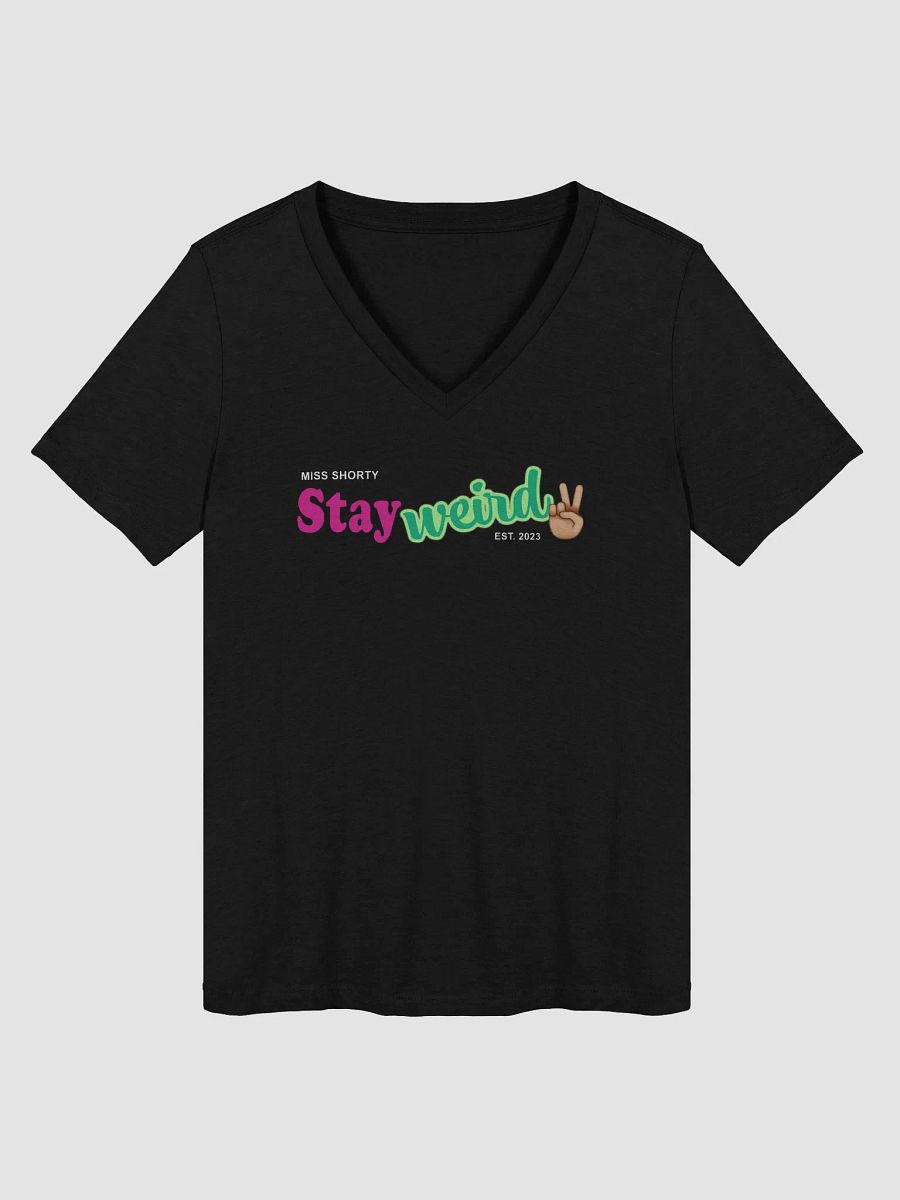 Stay Weird with a Peace Sign V Neck T product image (2)