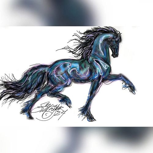 Let's dance! #Friesian #horse #sketch to share with you. https://www.staceymayer.com #drawing #equineart #sporthorse