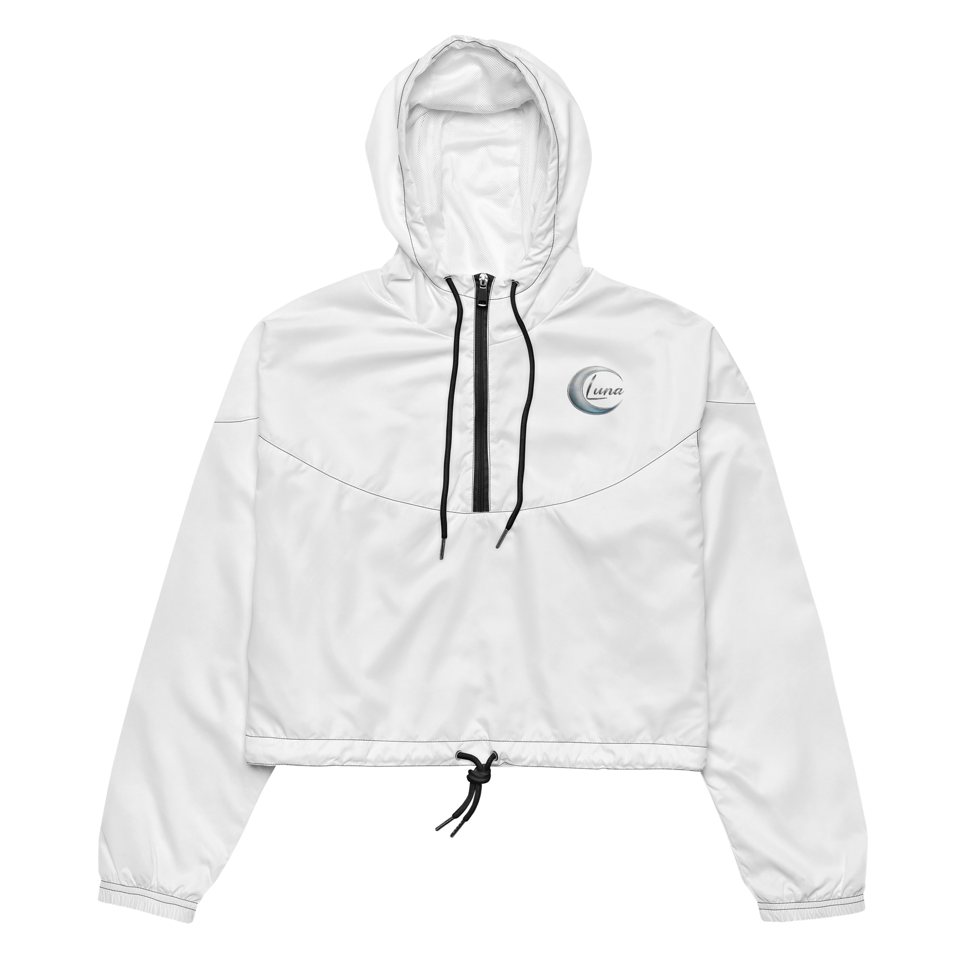 Luna All-Over Print Women’s Cropped Windbreaker - White, Celestial Design, Lightweight product image (3)