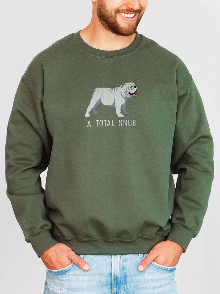 A Total Snub Sweatshirt (Embroidered) of an English Bulldog(White) product image (2)