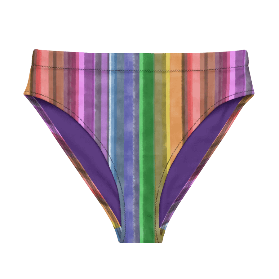 Cool Gouache Striped Eco-Green Bikini Swimsuit Bottoms product image (5)