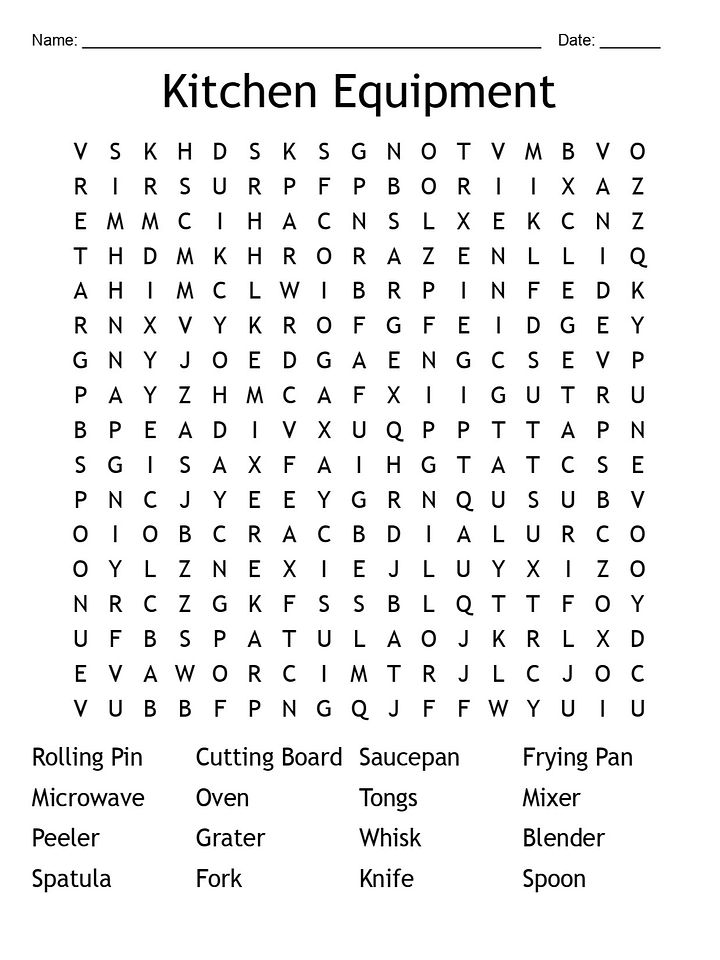Printable Kitchen Equipment Word Search Puzzle product image (1)
