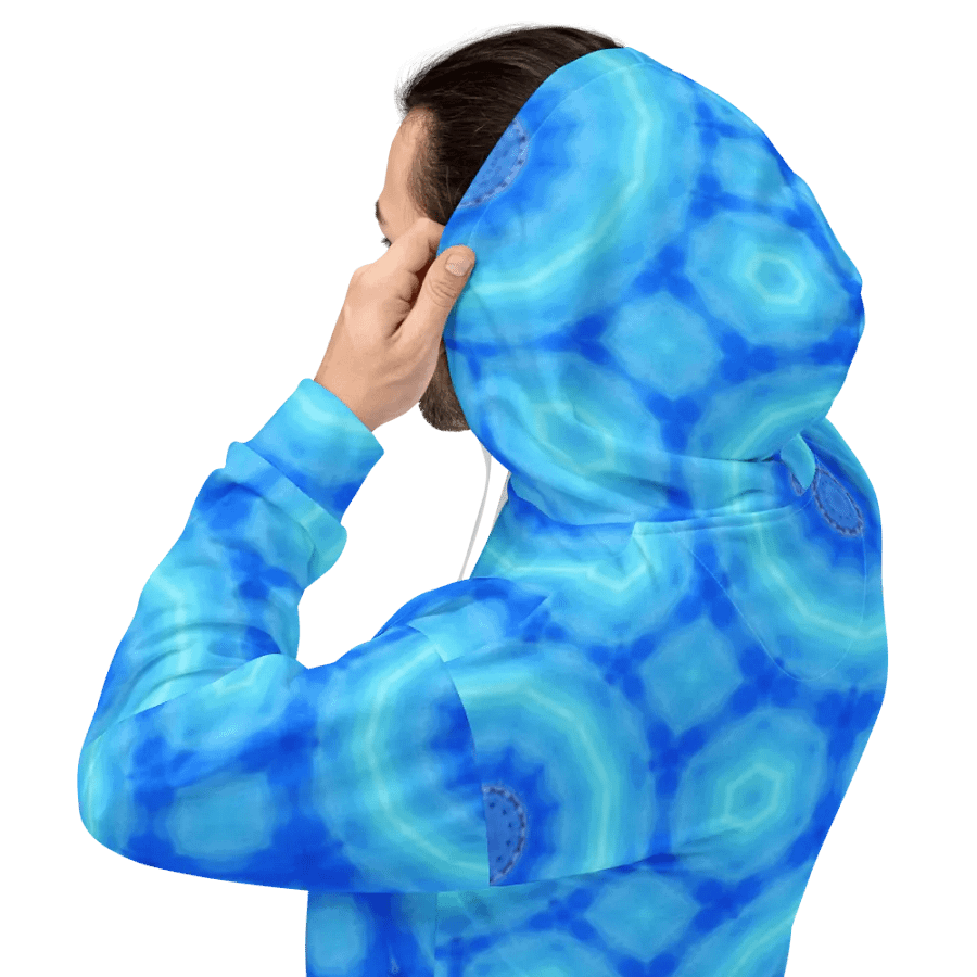 Abstract Circular Pattern in Blues Unisex All Over Print Hoodie product image (9)