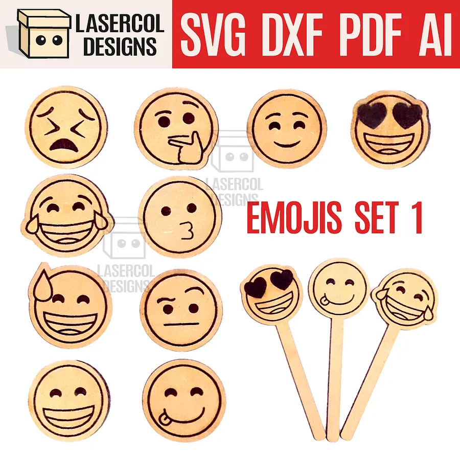 Emojis Set 1 - Laser Cut Files product image (1)