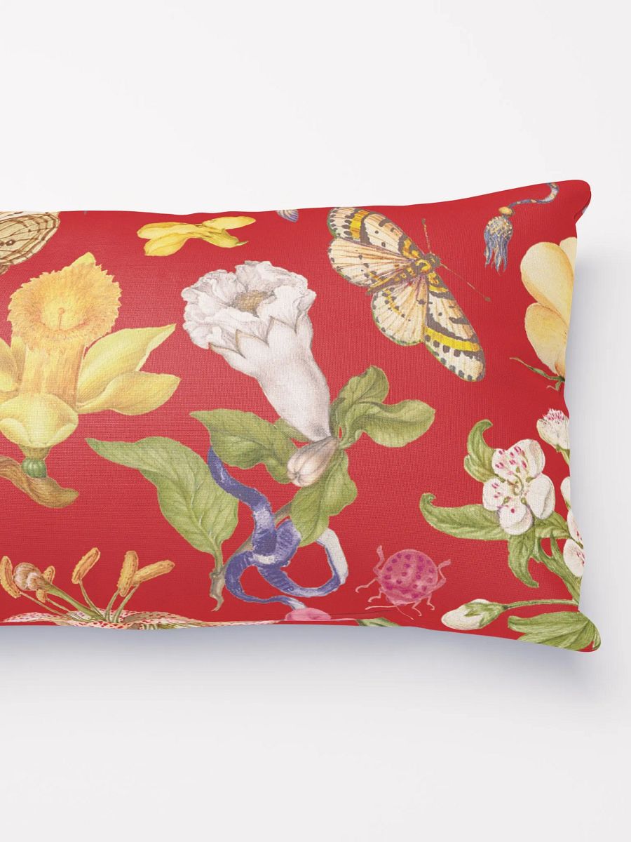 Exotic Blooming Floral Butterfly Red Pillow product image (3)