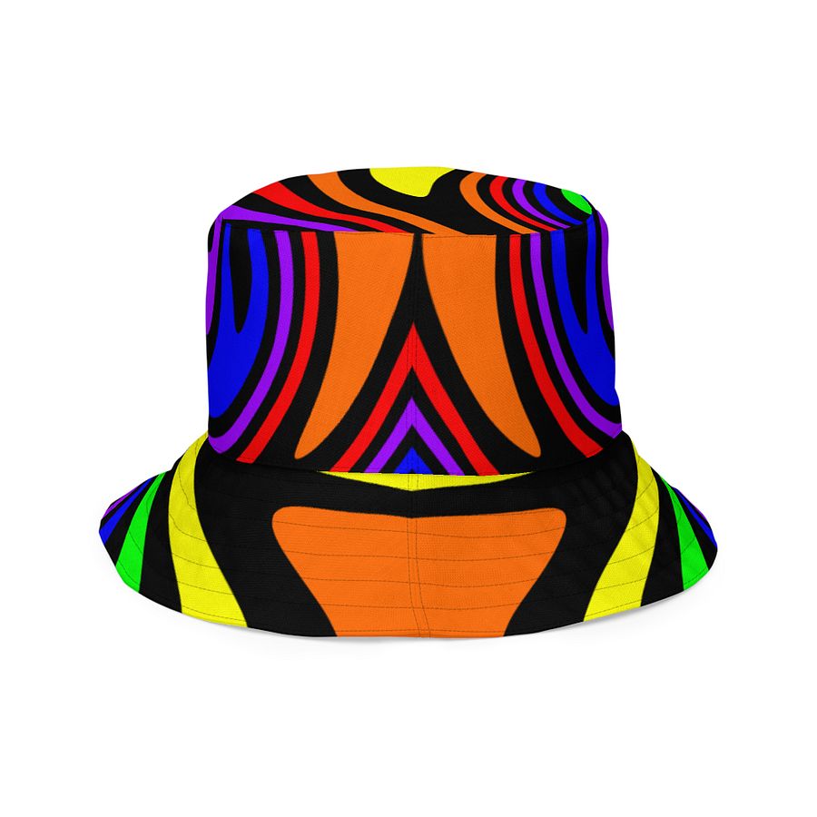 Rainbow Reversible Bucket Hat, Queer Pride Stripes and Psychedelic Spirals Accessory product image (7)