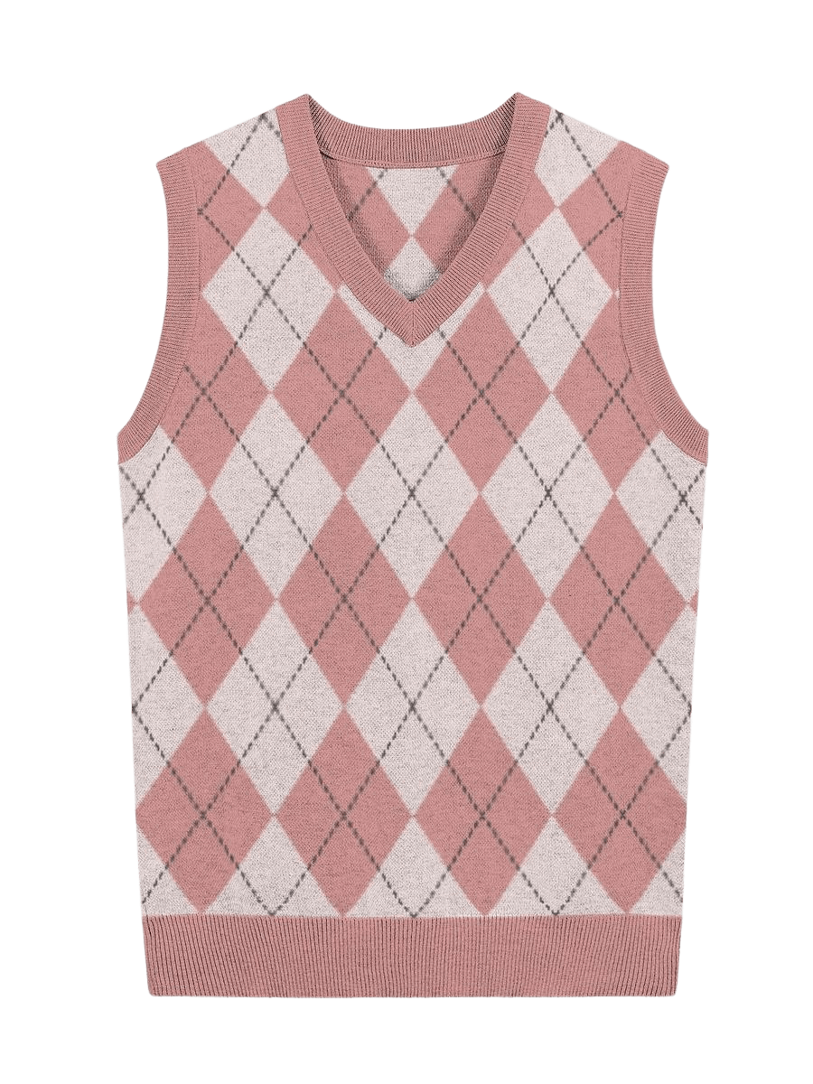 Pink Crossed Diamonds Knitted Vest product image (1)