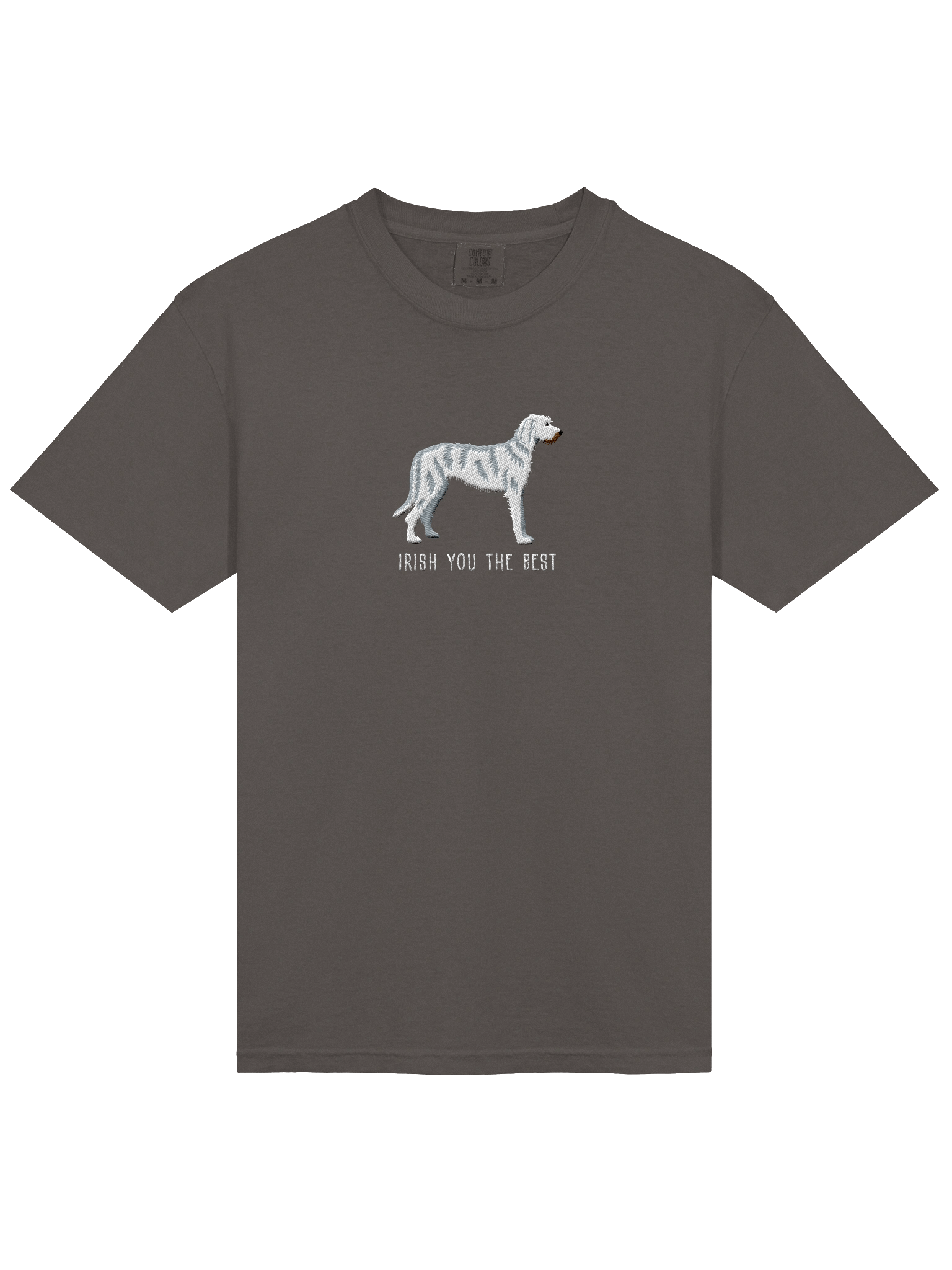 Irish You the Best T-Shirt(Embroidered) of an Irish Wolfhound(White) product image (13)