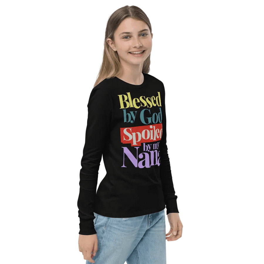 Blessed by God, Spoiled by My Nana Kids Long Sleeve Tee product image (5)