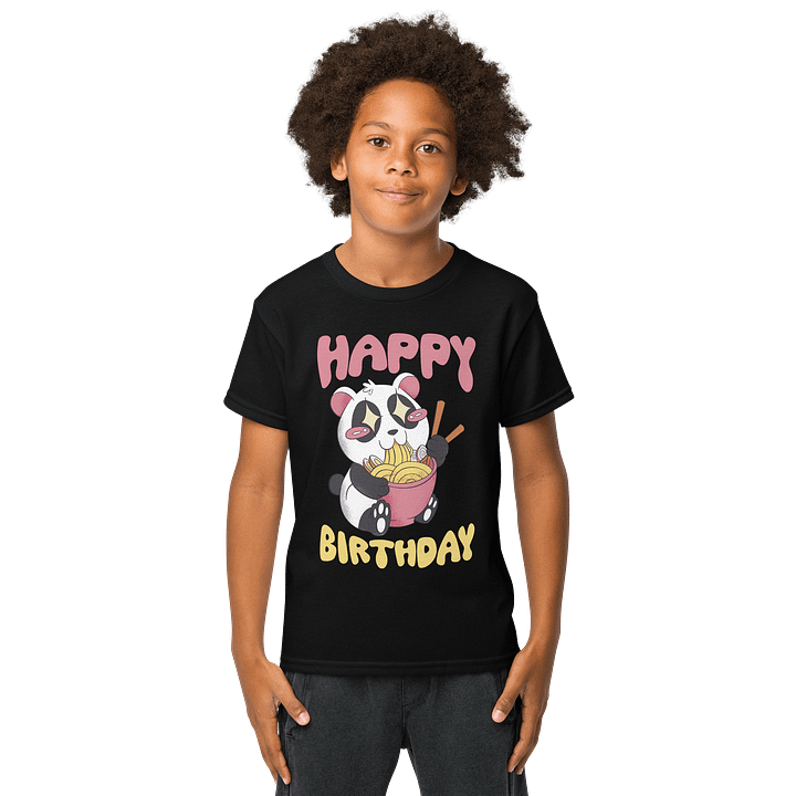 Happy Birthday (Panda Eating Noodles) T-Shirt For Kids product image (1)