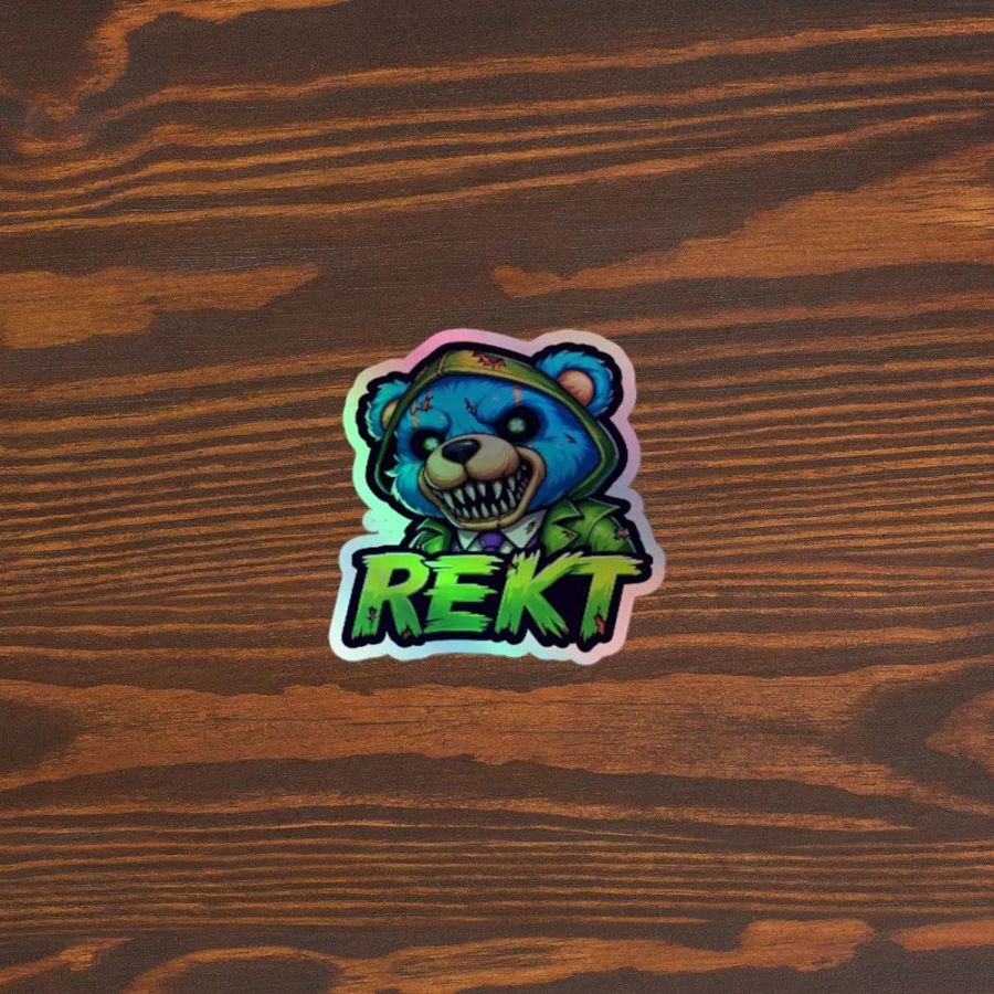 Aggressive Blue Bear REKT Holographic Sticker Sheet product image (5)