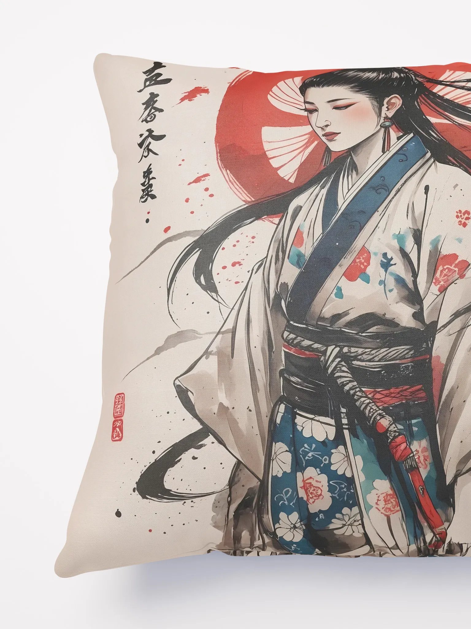 All-Over Print Pillow - Japanese geisha ink artwork drawing product image (4)