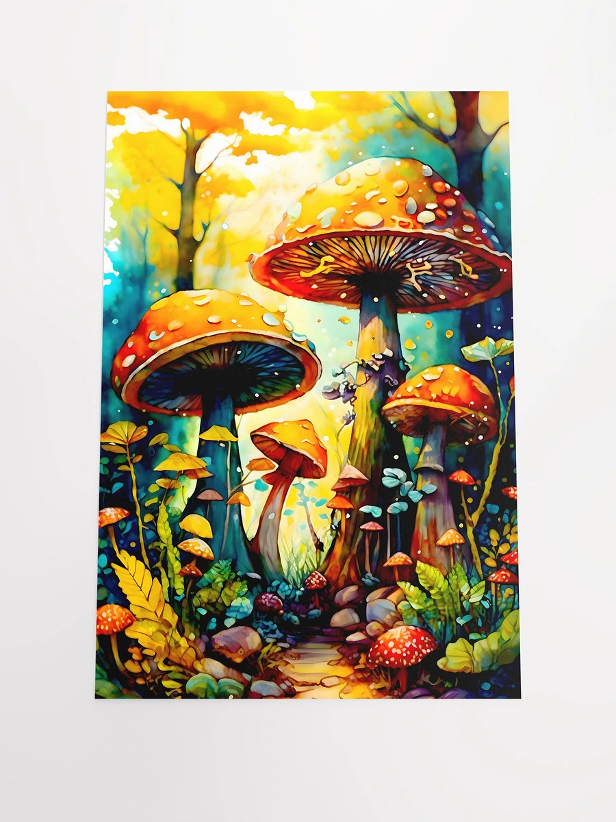 Magic Mushrooms in Colorful Enchanted Forest Watercolor Art Matte Poster product image (3)