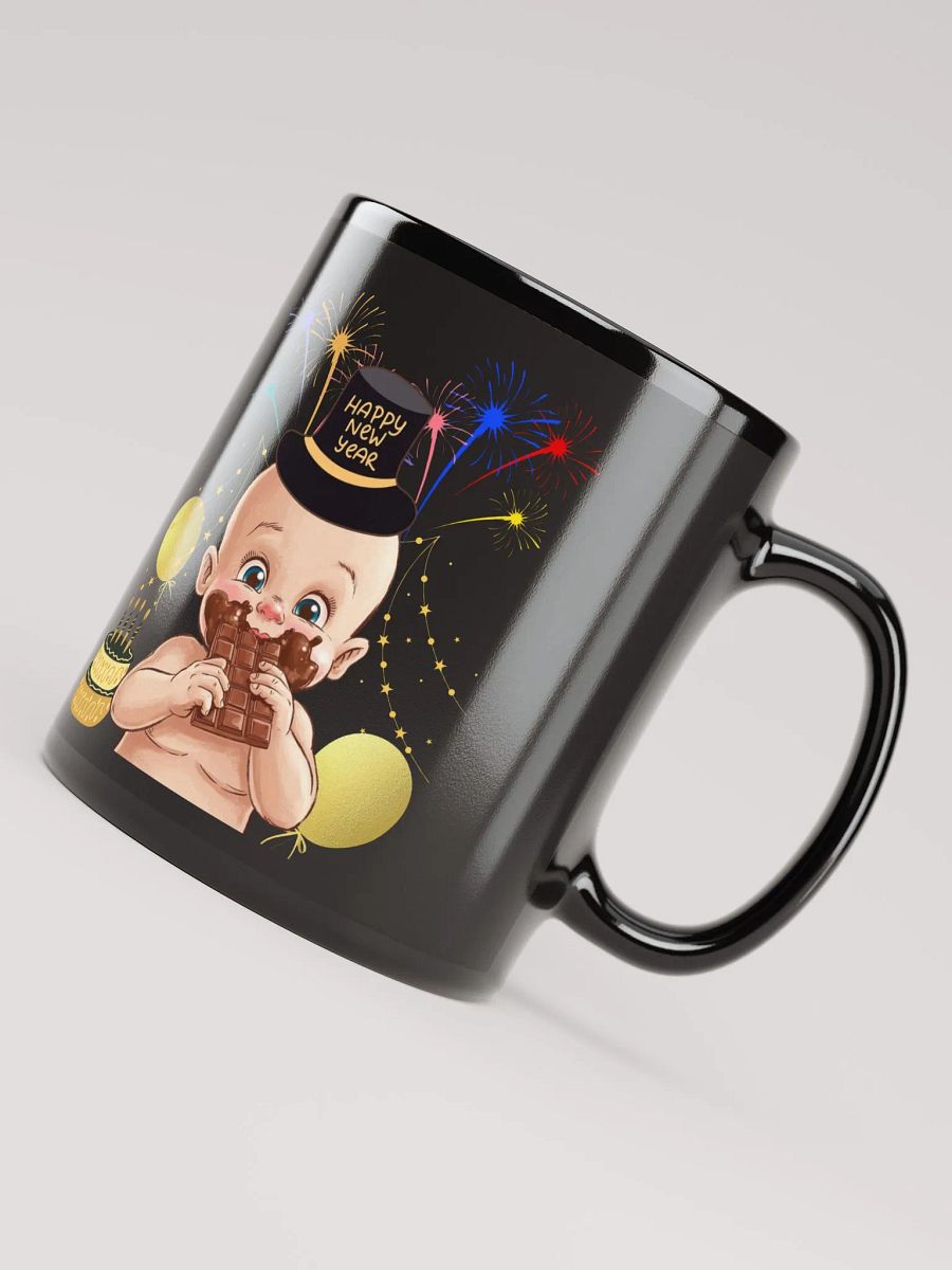 Baby New Year Eating Chocolate Black Mug product image (7)
