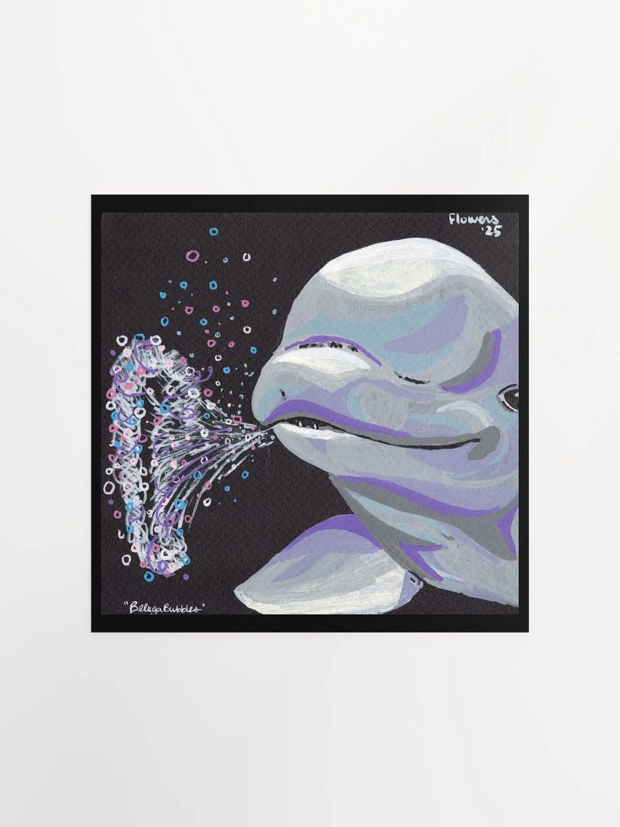 beluga bubbles - acrylic marker on black paper - print product image (3)
