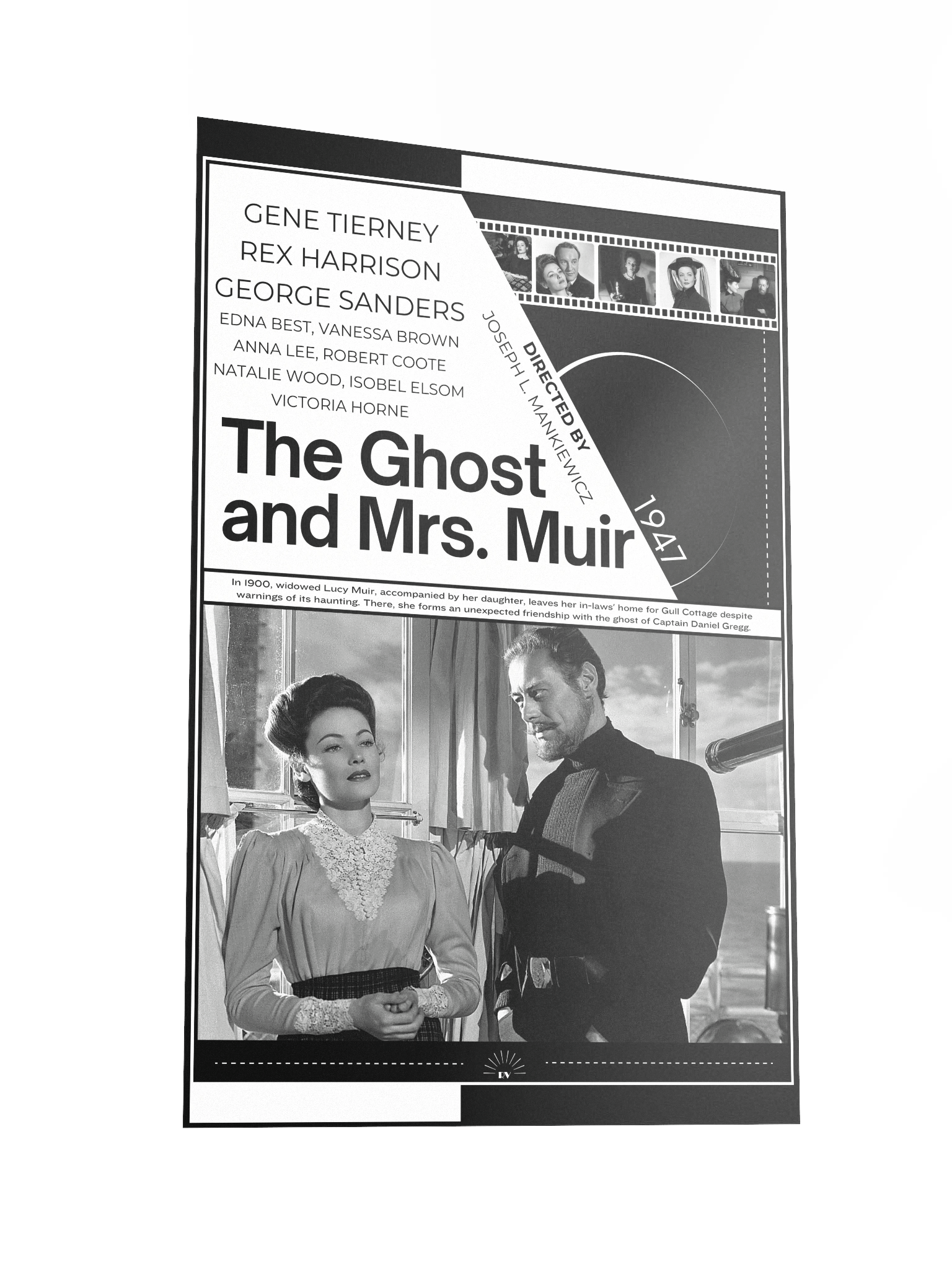 The Ghost and Mrs. Muir with Gene Tierney and Rex Harrison 1947 | Movie Poster | 12x18 Wall Art product image (2)