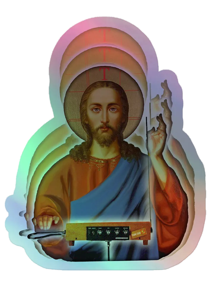 The Holy Theremin by Frank Fonik, Kiss-Cut Holographic Sticker Sheet product image (1)