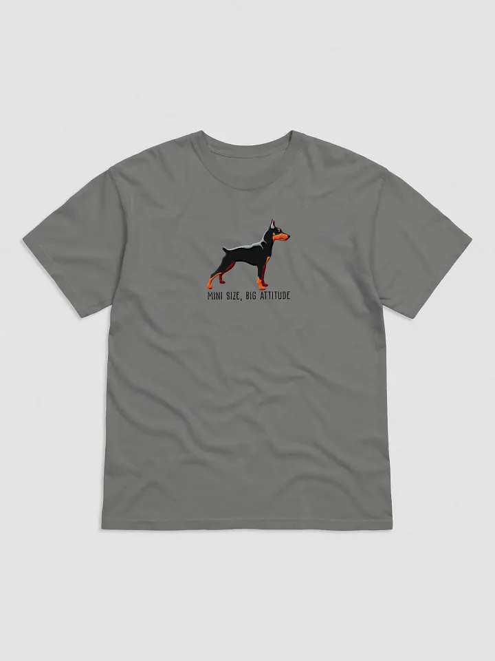 Mini Size, Big Attitude T-Shirt(Embroidered) of a Mini Pinscher(Black & Tan) product image (3)