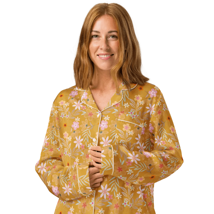 Buttercup Floral Silk Pajama Top – Elegant Comfort in Bloom product image (3)