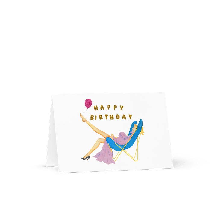 1950s Retro Happy Birthday Card Girl and Balloon product image (2)