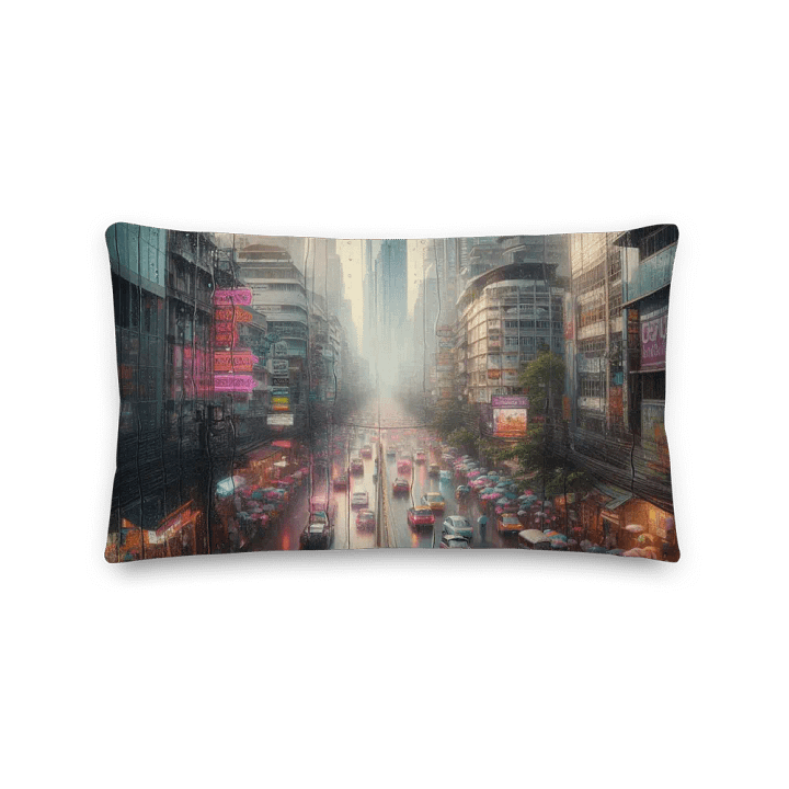 Neon Rain All-Over Print Premium Pillow | AI Design product image (2)
