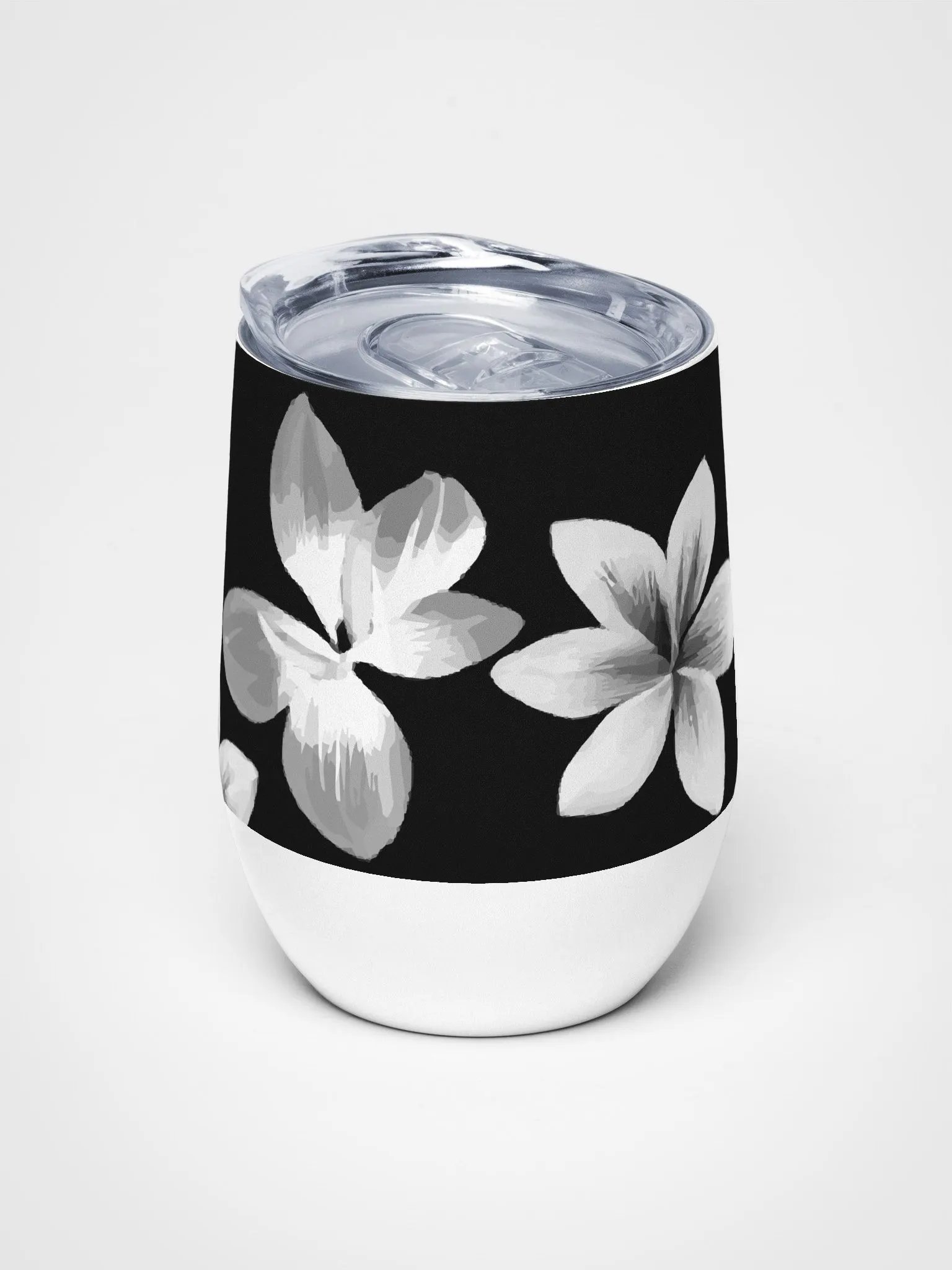 Volcanic Ash Caribbean Flower Print | Wine Tumbler 12oz Double-Wall Vacuum Seal product image (5)