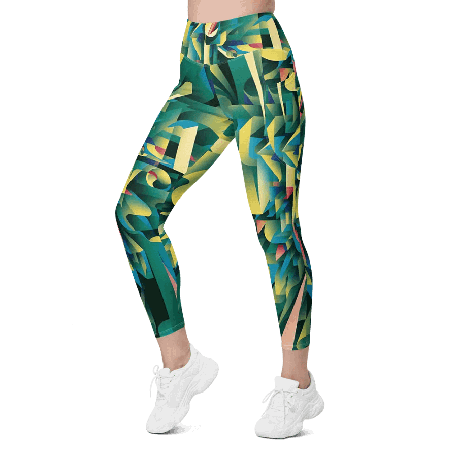 Abstract Lithographic Pattern Design Leggings with pockets - V8 product image (8)