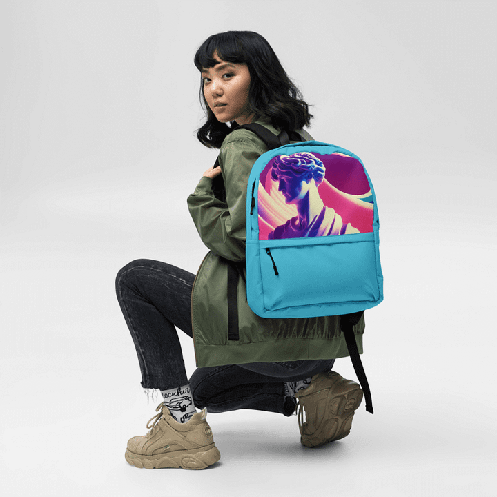 Greek God retrowave city Pop backpack Sky Blue product image (1)