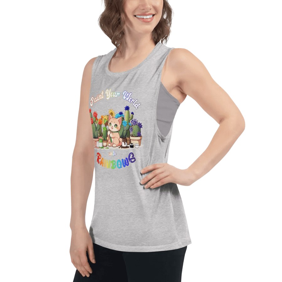 Rainbow Kitten Artist Flowy Muscle Tank product image (7)