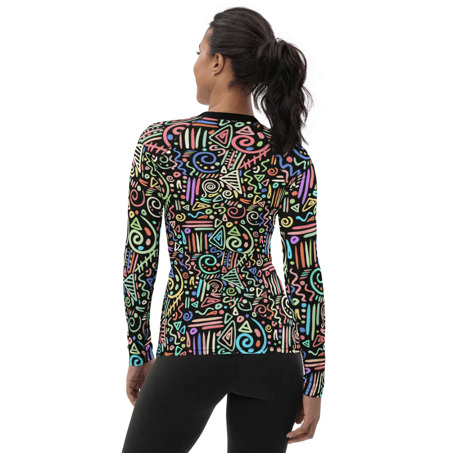 Vibrant African Doodle: All-Over Print Women's Rash Guard product image (3)