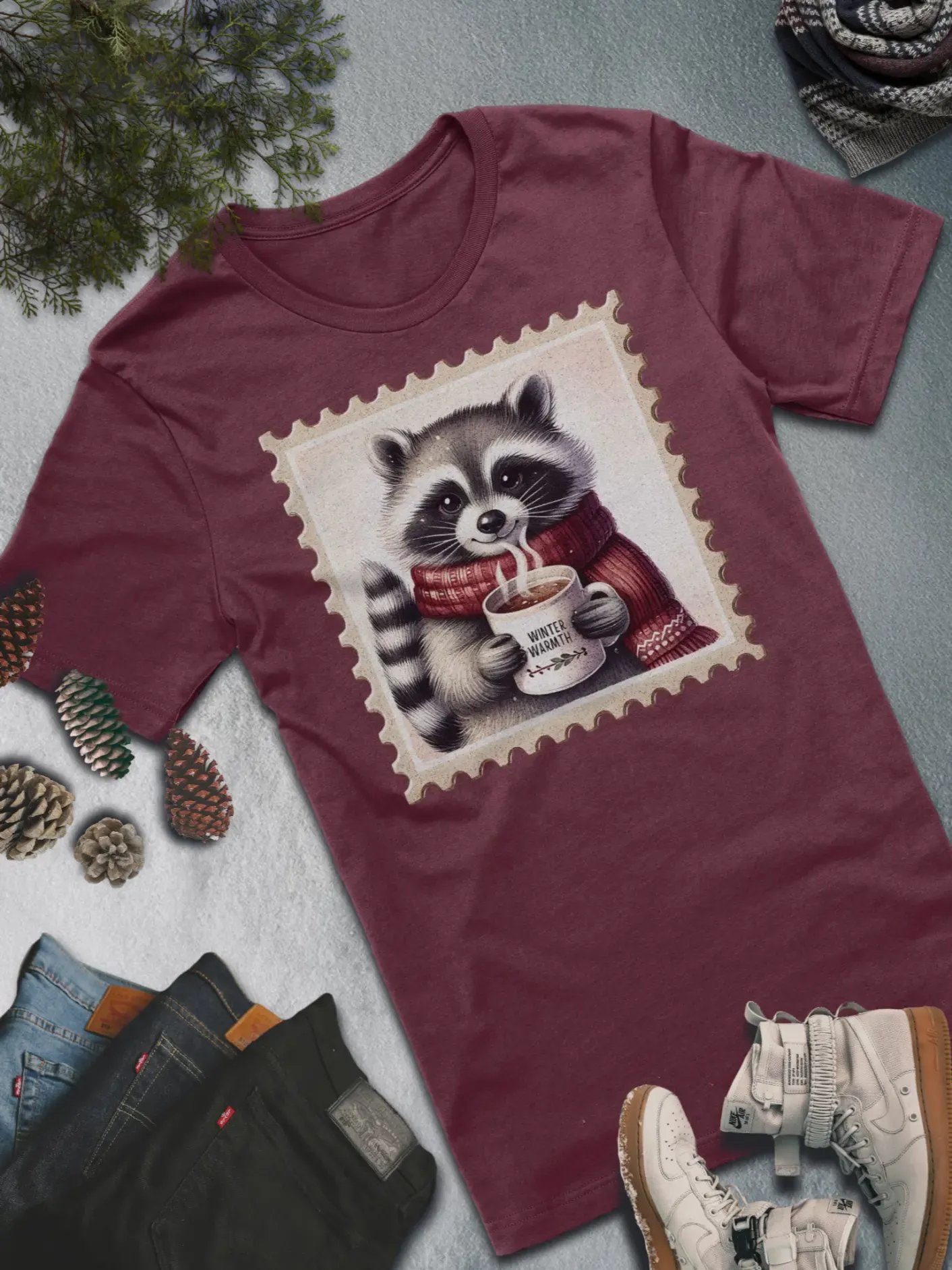 Winter Warmth Raccoon T-Shirt – Cozy and Adorable Winter Style product image (4)