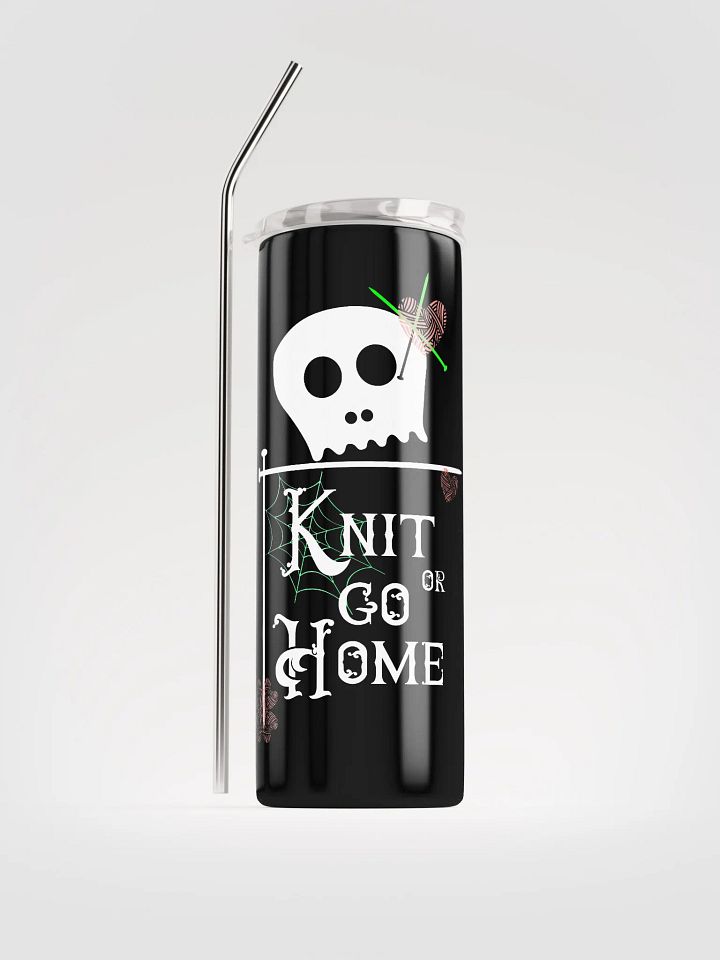 Knit or Go Home quote with a skull and knitting needles product image (1)