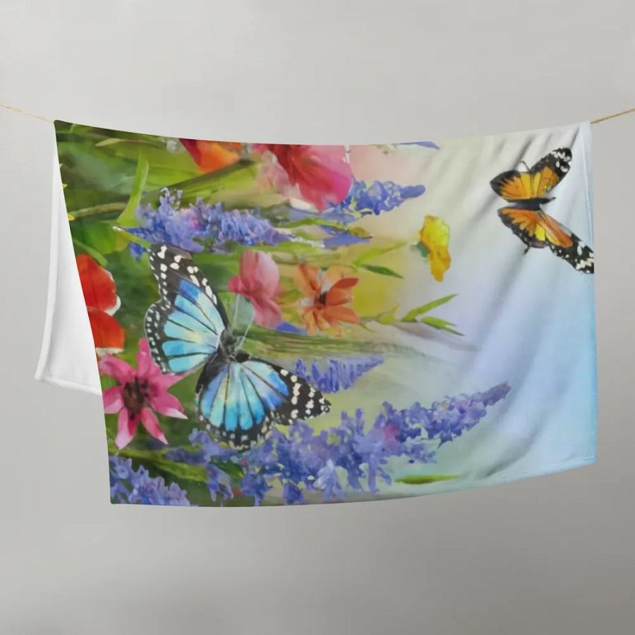 Discover the Beauty of Nature with Our Colorful Flowers & Butterflies Throw Blanket product image (10)