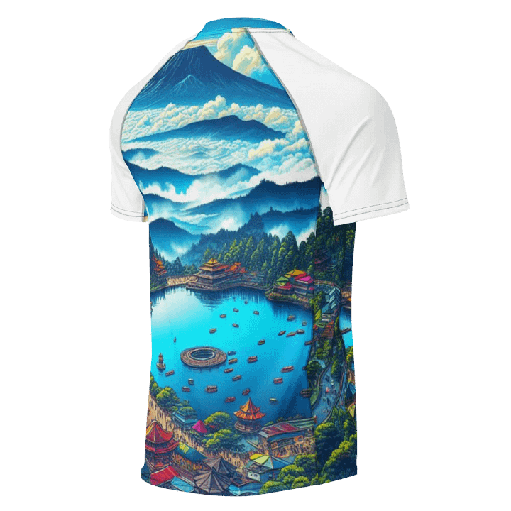 Serene Shores Men's Rash Guard | AI Design Bandung city product image (2)