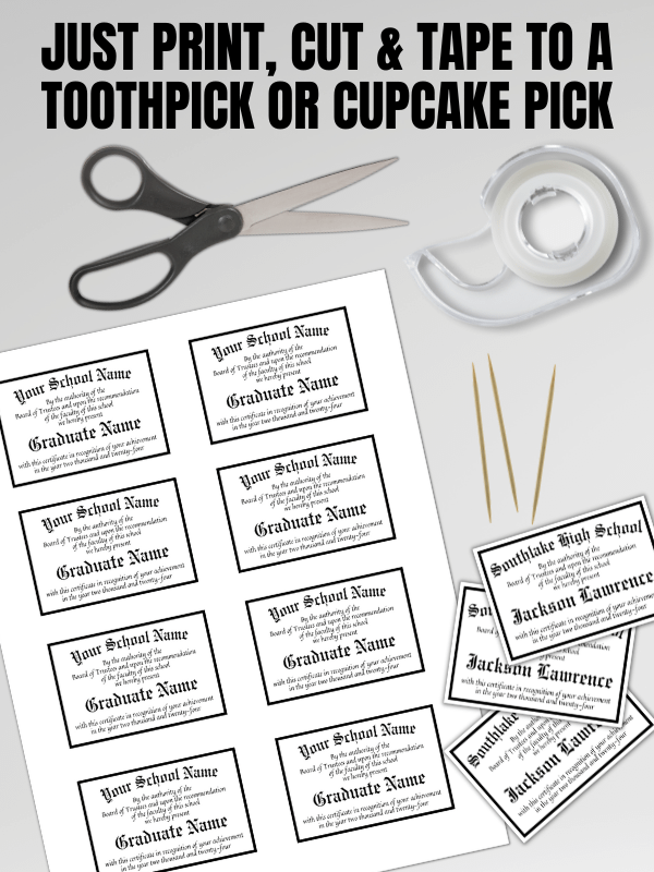 Editable Graduation Diploma Cupcake Toppers product image (6)