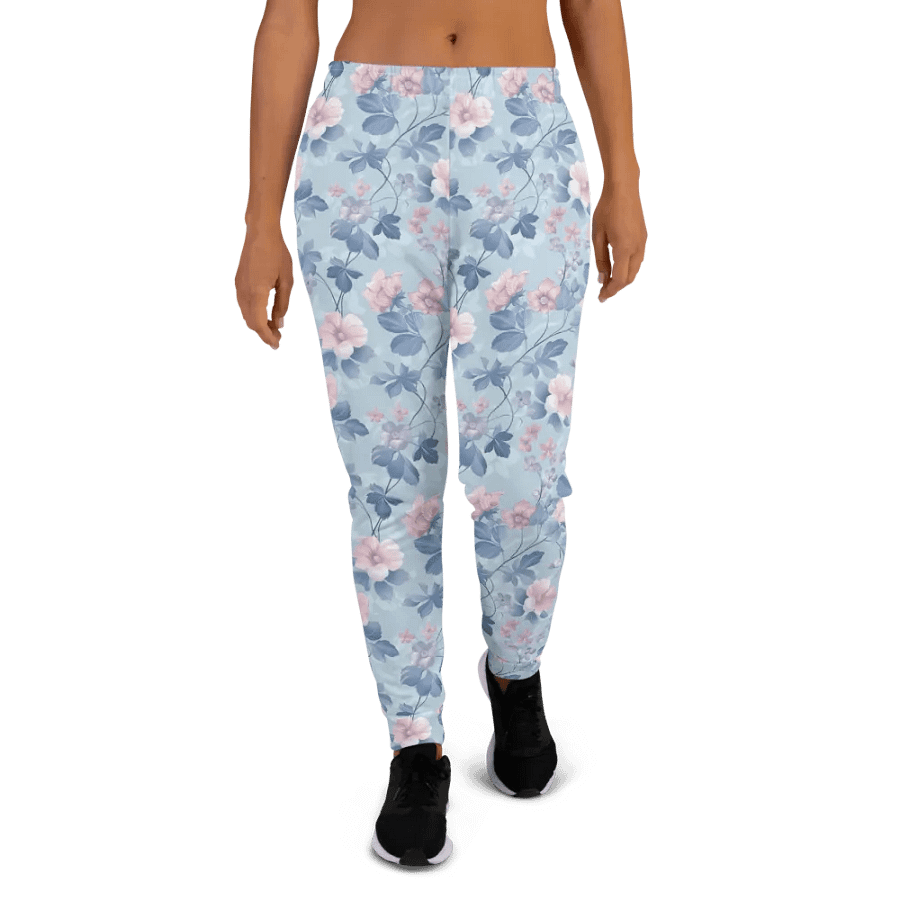 Serene Blue Blossoms Exercise Joggers product image (1)