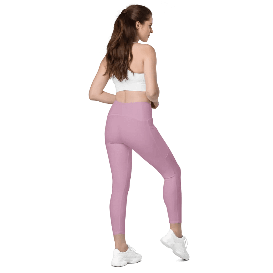 Plain Lilac Purple Soft Summer Women's High Waisted Premium Crossover Leggings with Pockets by Treasure Pie product image (7)