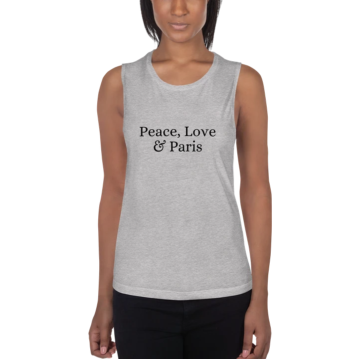 Peace, Love and Paris Women's Flowy Muscle Tank | Black Ink product image (3)