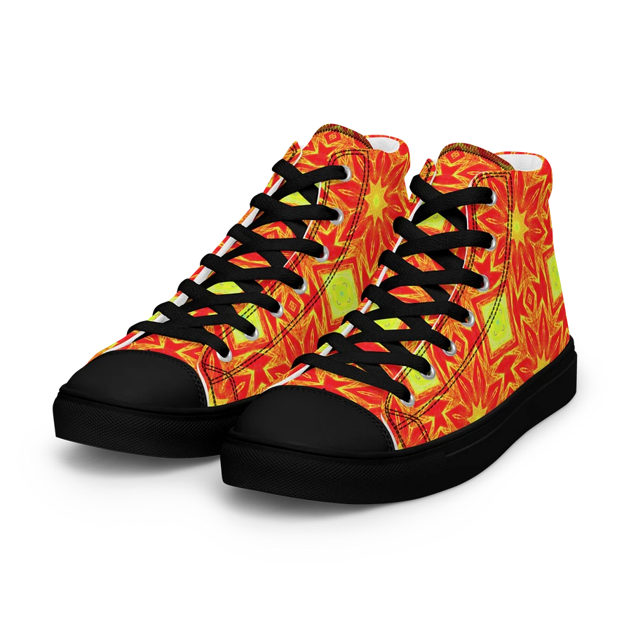 Abstract Repeating Orange Flower Ladies Canvas Shoe High Tops product image (40)