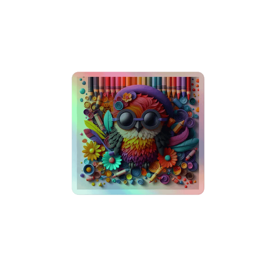 Whimsical Owl Holographic Sticker Sheet product image (1)
