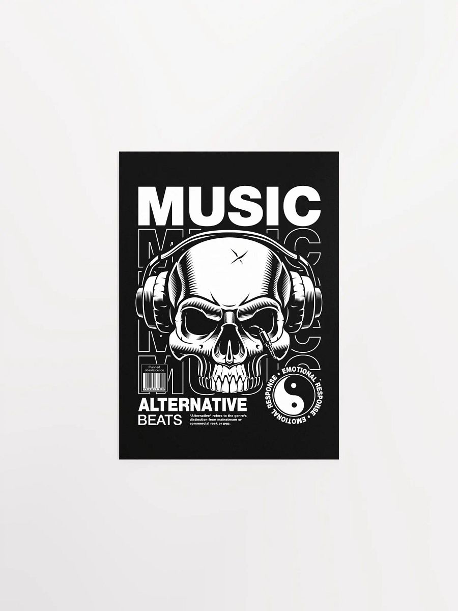 Skull & Headphones Poster: Retro Music-Inspired Art product image (4)